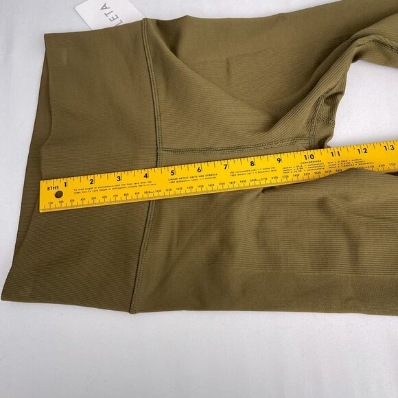 NWT Athleta Aurora Seamless High-Waist Leggings Ribbed Crop Olive Green Women XS - Picture 11 of 13
